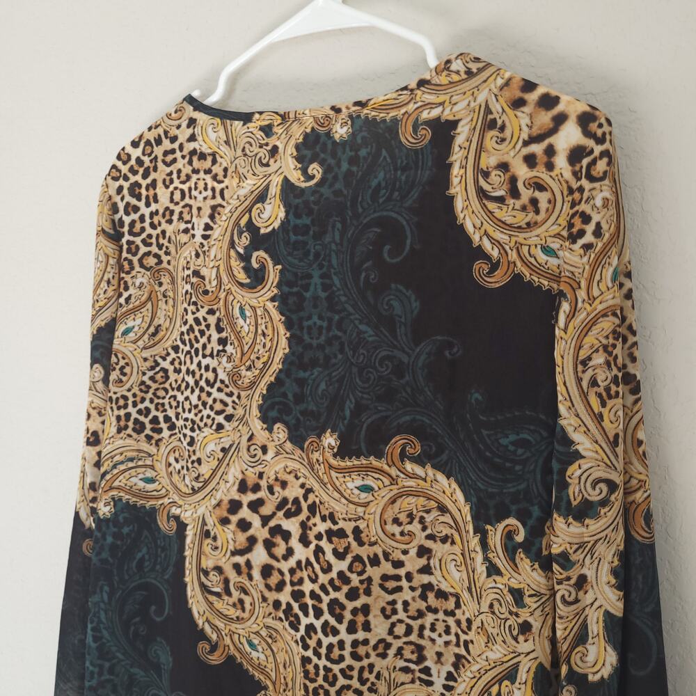 Chicos Womens Blouse Chicos 1 Standard Size 8 Leopard Print Sheer Lightweight - Picture 11 of 12